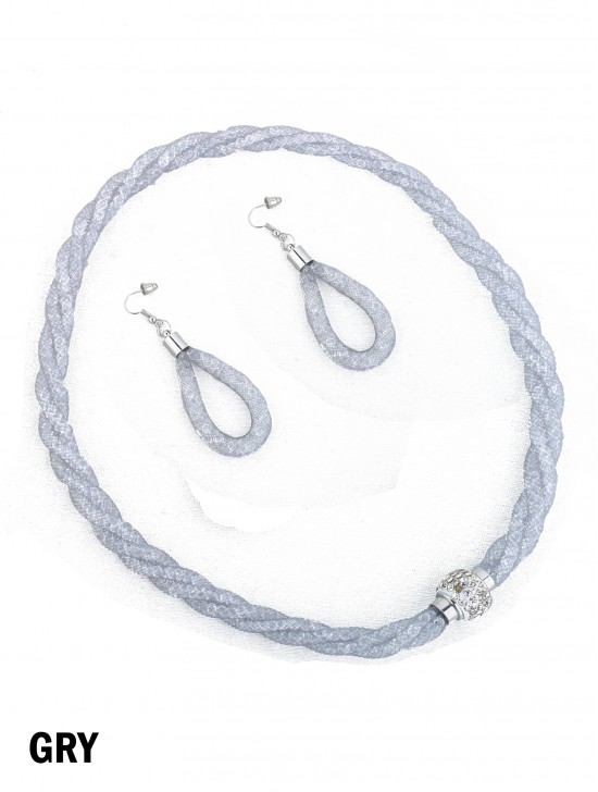 SPARKLE TWIST TUBE NECKLACE & EARRING SET